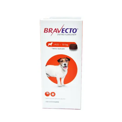 Bravecto Antiparasitario Perros 4.5 a 10kg Tableta 250mg  